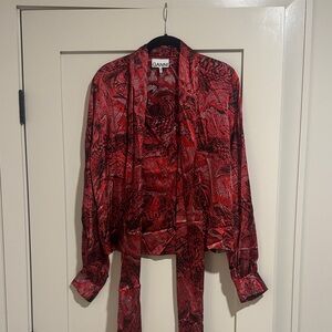 Ganni Vibrant Red Abstract Blouse